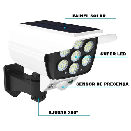 Lámpara Solar de Seguridad Tipo Cámara – Con Control